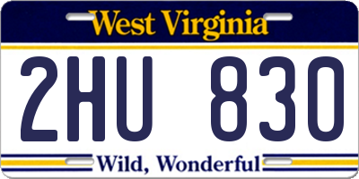 WV license plate 2HU830