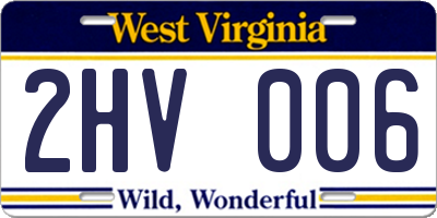 WV license plate 2HV006