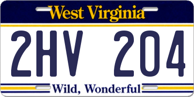 WV license plate 2HV204