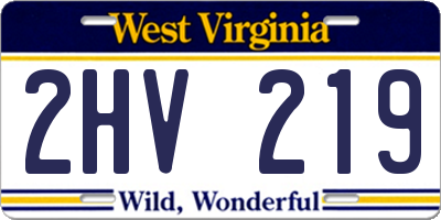 WV license plate 2HV219