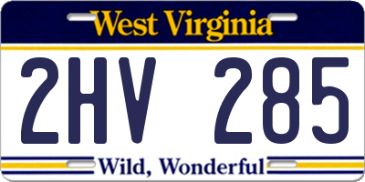 WV license plate 2HV285