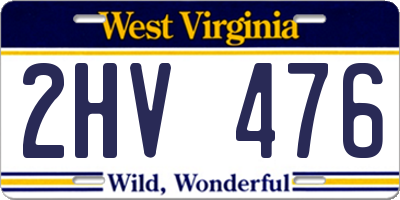 WV license plate 2HV476