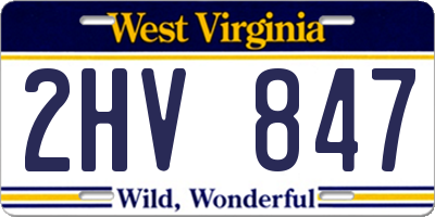 WV license plate 2HV847