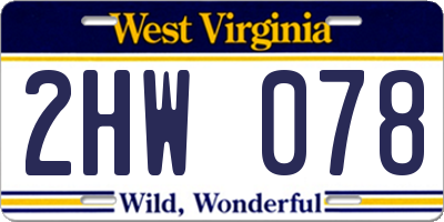 WV license plate 2HW078