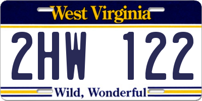 WV license plate 2HW122