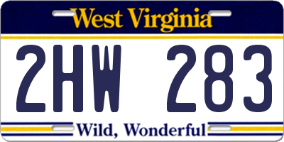 WV license plate 2HW283