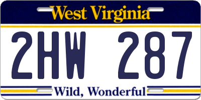 WV license plate 2HW287