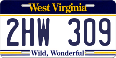 WV license plate 2HW309