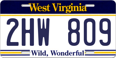 WV license plate 2HW809
