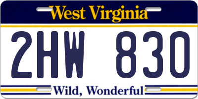 WV license plate 2HW830