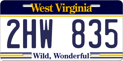 WV license plate 2HW835