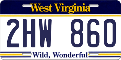 WV license plate 2HW860