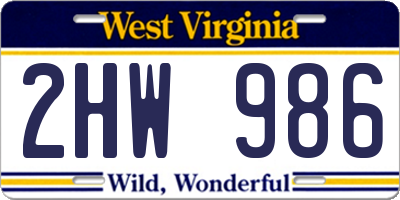 WV license plate 2HW986