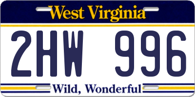 WV license plate 2HW996