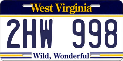 WV license plate 2HW998