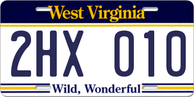 WV license plate 2HX010