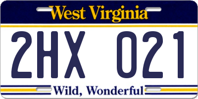 WV license plate 2HX021