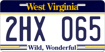 WV license plate 2HX065