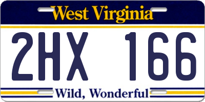 WV license plate 2HX166