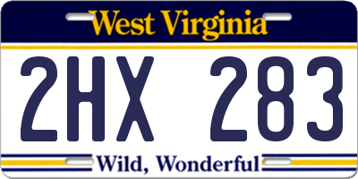 WV license plate 2HX283