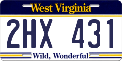 WV license plate 2HX431