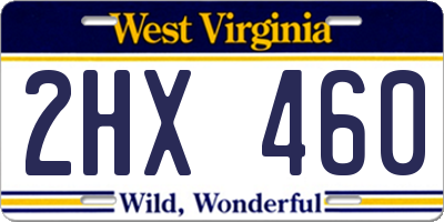 WV license plate 2HX460