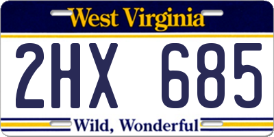 WV license plate 2HX685