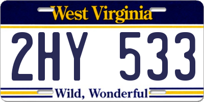 WV license plate 2HY533