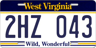 WV license plate 2HZ043