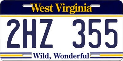 WV license plate 2HZ355