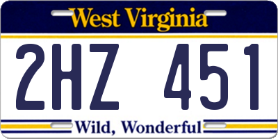WV license plate 2HZ451