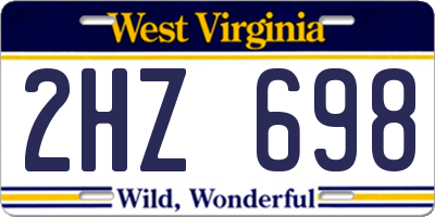 WV license plate 2HZ698