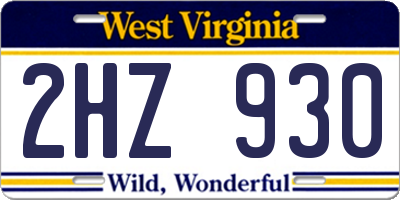 WV license plate 2HZ930