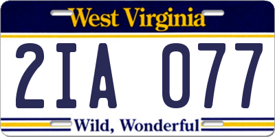 WV license plate 2IA077
