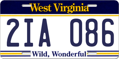 WV license plate 2IA086