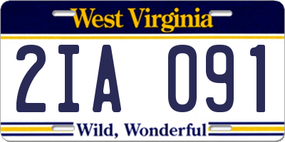 WV license plate 2IA091