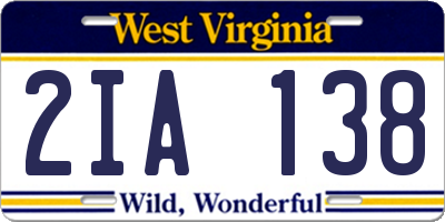 WV license plate 2IA138