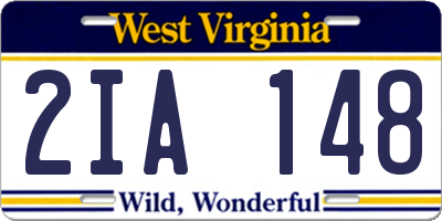 WV license plate 2IA148