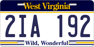 WV license plate 2IA192