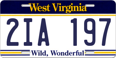 WV license plate 2IA197