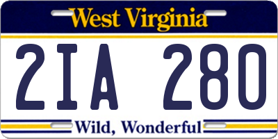 WV license plate 2IA280