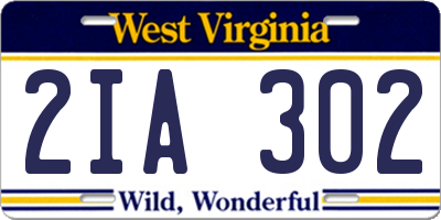 WV license plate 2IA302
