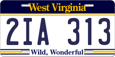 WV license plate 2IA313