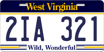 WV license plate 2IA321
