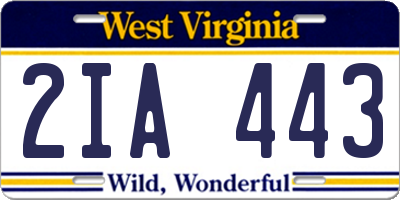 WV license plate 2IA443