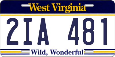 WV license plate 2IA481