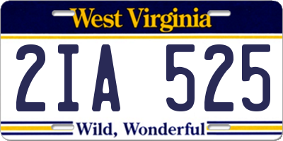 WV license plate 2IA525