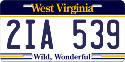 WV license plate 2IA539