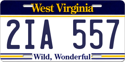 WV license plate 2IA557