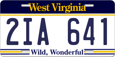 WV license plate 2IA641